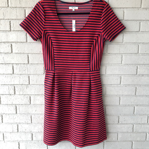 Madewell Dresses & Skirts - NWT Red & Navy Madewell Dress - Women's 10